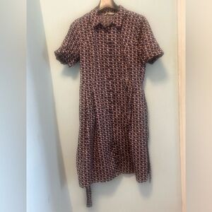 Boden Anastasia pink and navy bird print shirtdress